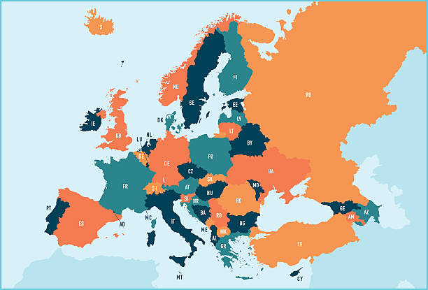 유럽 맵-일러스트 - 유럽 stock illustrations