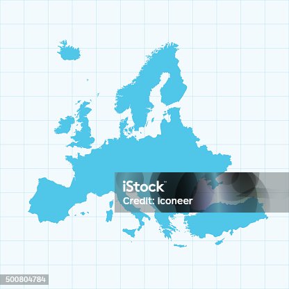 istock Europe map on grid on blue background 500804784