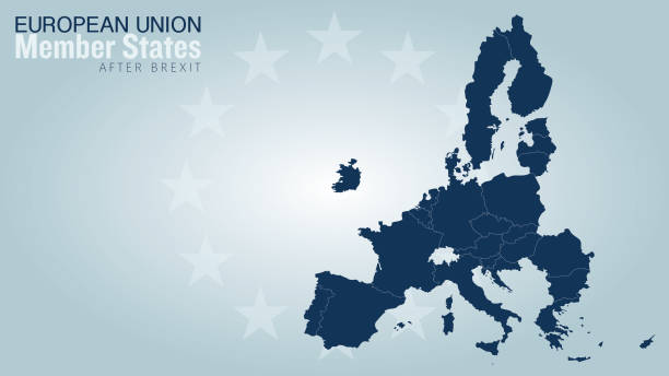 mitgliedstaaten der europäischen union vektor karte nach austritt. - eu stock-grafiken, -clipart, -cartoons und -symbole