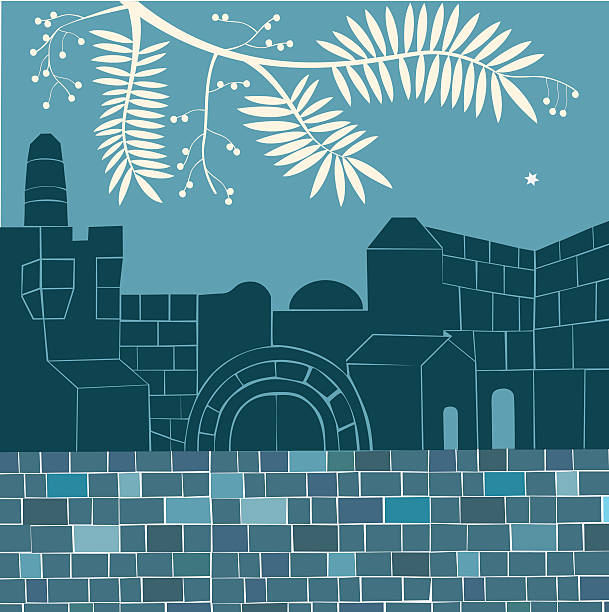 Evening In the Old City, Jerusalem All main elements are grouped and rendered complete for separate use. jerusalem stock illustrations