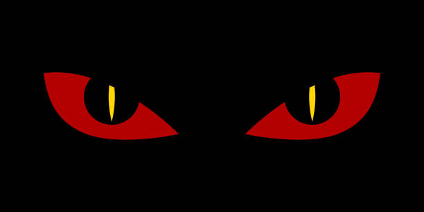 Evil scary eyes - demon snake devil nightmare illustration Evil scary eyes - demon snake devil nightmare vector  illustration. Flat style. animal eye stock illustrations