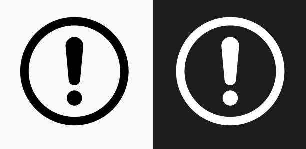 Exclamation Sign Icon on Black and White Vector Backgrounds vector art illustration