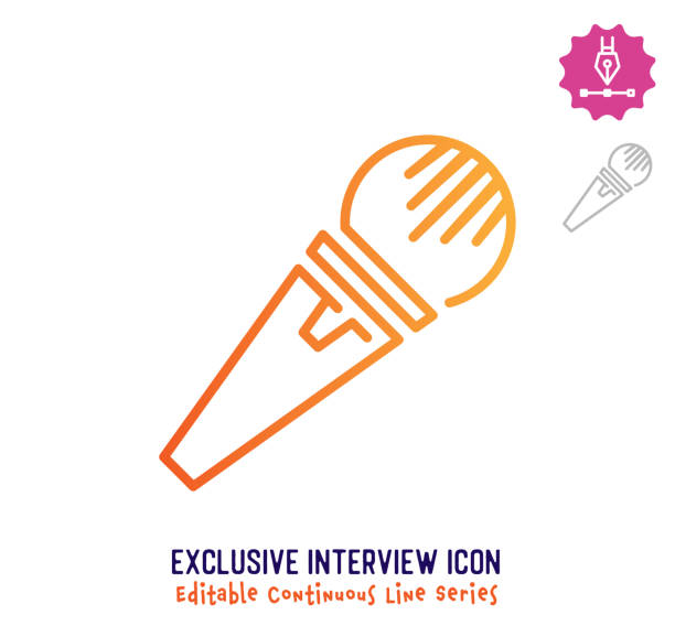 exklusives interview continuous line editable stroke line - interview stock-grafiken, -clipart, -cartoons und -symbole