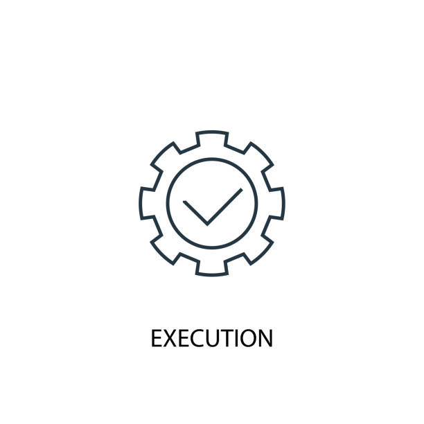 execution concept line icon. Simple element illustration. execution  concept outline symbol design. Can be used for web and mobile UI/UX execution concept line icon. Simple element illustration. execution  concept outline symbol design. Can be used for web and mobile UI/UX execution stock illustrations