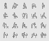 Exercise for People working, office, workplace line icon