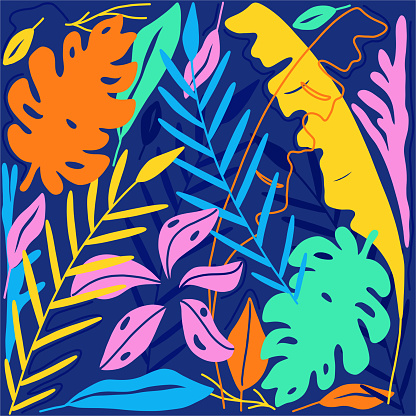Exotic leaves seamless pattern