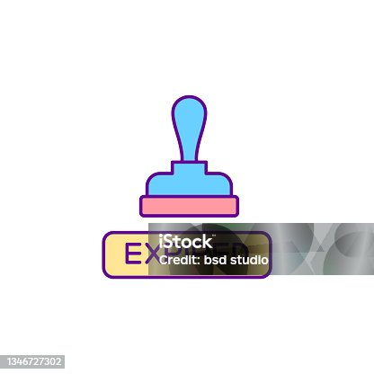 istock Expired notification stamp RGB color icon 1346727302