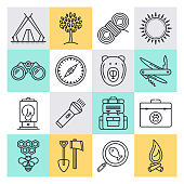 Exploring motivations and experiences outline style concept with symbols. Line vector icon sets for infographics and web designs.