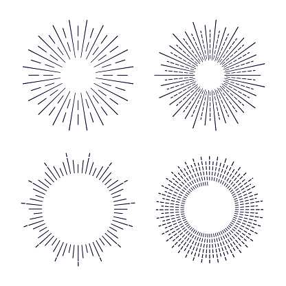Exploding line drawing blast round circle design elements with space for your content or copy.