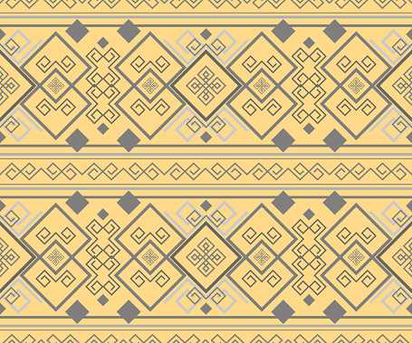 Exquisite antique pattern. Ancient Greek Hellenic seamless ornament. Sandy yellow and gray colors
