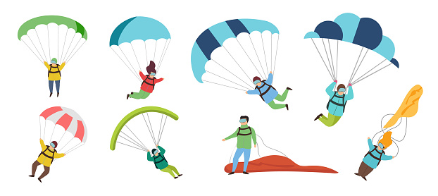 Extreme parachute skydivers