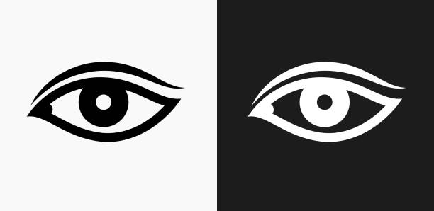 Eye Icon on Black and White Vector Backgrounds Eye Icon on Black and White Vector Backgrounds. This vector illustration includes two variations of the icon one in black on a light background on the left and another version in white on a dark background positioned on the right. The vector icon is simple yet elegant and can be used in a variety of ways including website or mobile application icon. This royalty free image is 100% vector based and all design elements can be scaled to any size. eye symbols stock illustrations