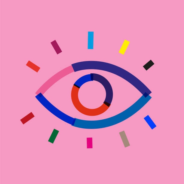 Eye icon on colorful modern background Eye icon on colorful modern background eye patterns stock illustrations