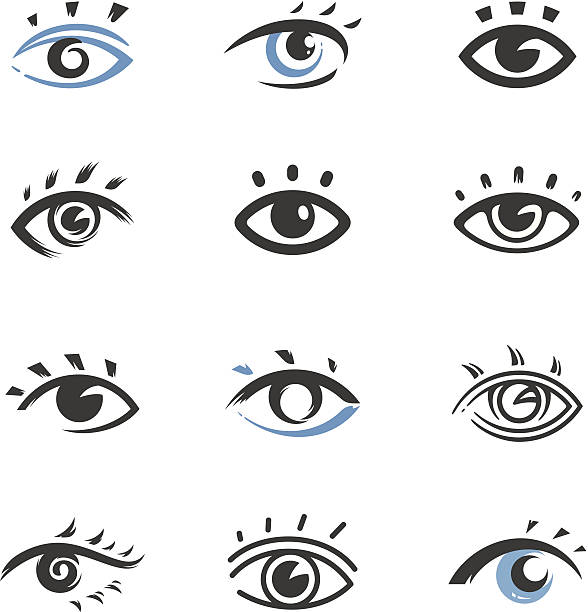 Eye icons Eye icons set eye drawings stock illustrations