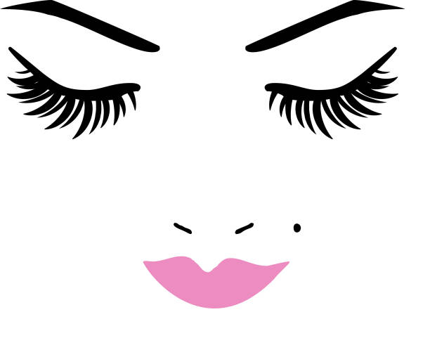 Eye lashes and lips vector art illustration