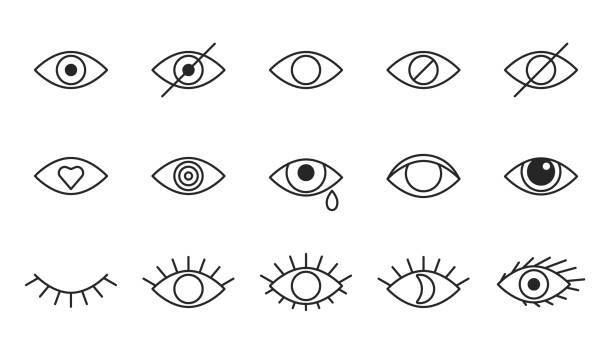 Eye line icons, editable strokes. Open, closed eyes, visible invisible concept, hidden password, view minimal, love, cry. Black outline signs. Vector illustration Eye line icons, editable strokes. Open, closed eyes, visible invisible concept, hidden password, view minimal, love, cry. Black outline signs Vector eye stock illustrations