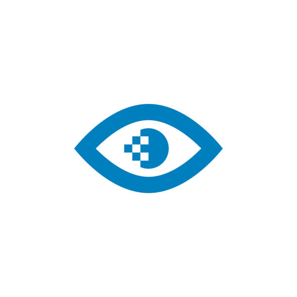 フラットスタイルで目のピクセルの瞳のアイコン。白い背景にベクトルイラスト。 - 視界点のイラスト素材／クリップアート素材／マンガ素材／アイコン素材