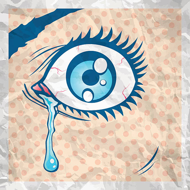 eye with a tear Vector illustration of the eye with a tear pain borders stock illustrations