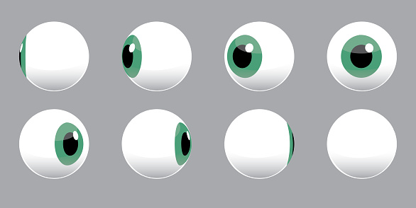 3D Eyeball Spinning Vector Illustration