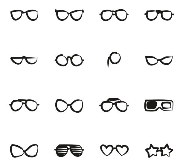 Eyeglasses Icons Freehand This image is a illustration and can be scaled to any size without loss of resolution. doctor borders stock illustrations