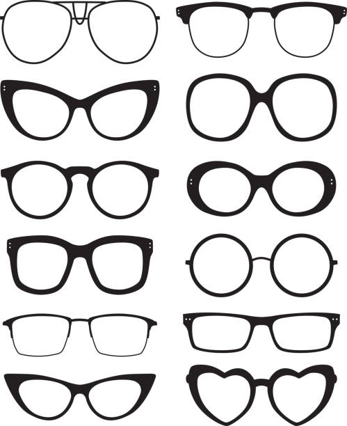 Eyeglasses Icons Vector illustration of twelve eyeglasses silhouettes. eyeglasses illustrations stock illustrations