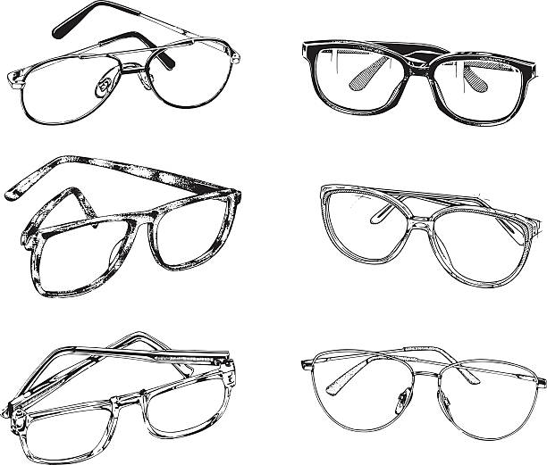 Eyeglasses Illustrations of Eyeglasses in retro style. eyeglasses illustrations stock illustrations