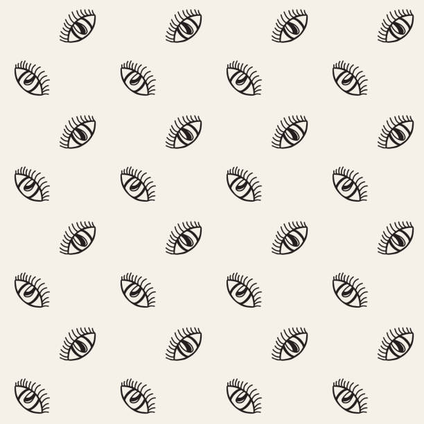 Eyes - Hand Drawn Seamless Pattern Seamless. Colors easily changed. eye backgrounds stock illustrations