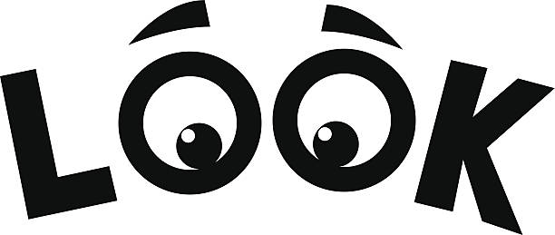 LOOK eyes Vector illustration of the word LOOK with eyes for O's. looking stock illustrations