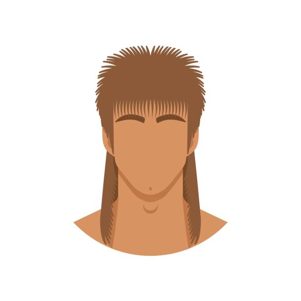 Face of man with mullet haircut Face of man with mullet haircut. Vector illustration mullet haircut stock illustrations