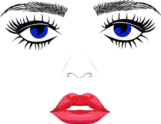 Face woman blue eyes full lips small nose vector art illustration