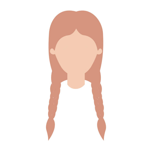 stockillustraties, clipart, cartoons en iconen met anonieme vrouw met gevlochten haar kleurrijke silhouet - hair braid