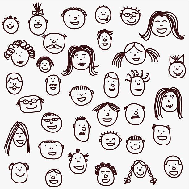 ilustrações, clipart, desenhos animados e ícones de rostos - criança sorrindo