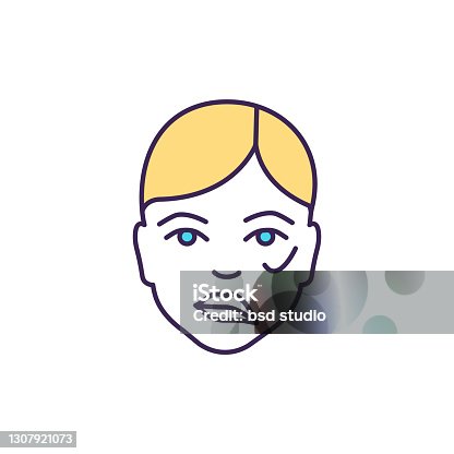 istock Facial droop in stroke RGB color icon 1307921073
