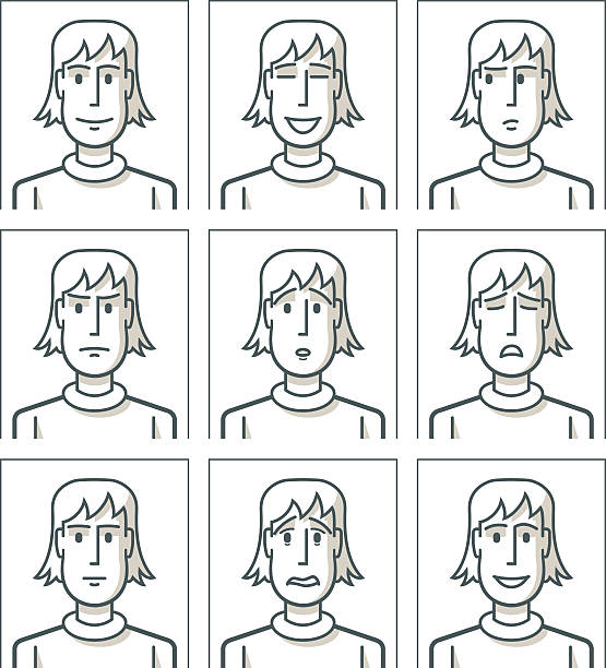 Line Drawings Of Facial Expressions : Royalty free looking at camera clip art vector images