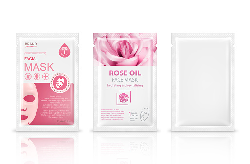 Download Facial Sheet Mask Sachet Package Mockup Set Vector Realistic Illustration Isolated On White ...