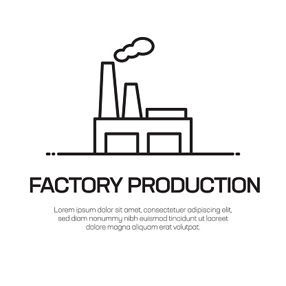 Factory Production Vector Line Icon - Simple Thin Line Icon, Premium Quality Design Element