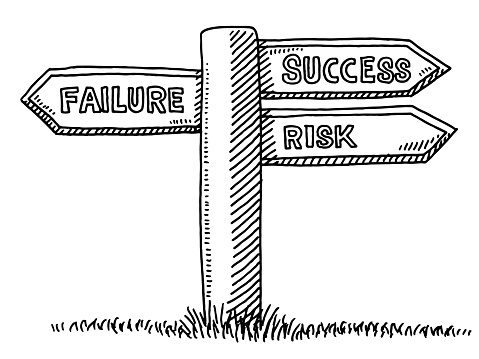 Failure Success Option Directional Sign Drawing