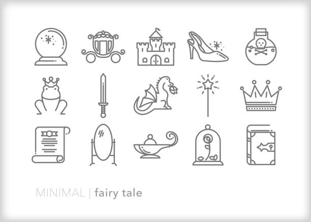 童話ストーリーラインアイコンセット - 水晶点のイラスト素材／クリップアート素材／マンガ素材／アイコン素材
