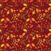 Fall, Autumn or Thanksgiving Vector Flower Pattern - Seamless and Tileable. 