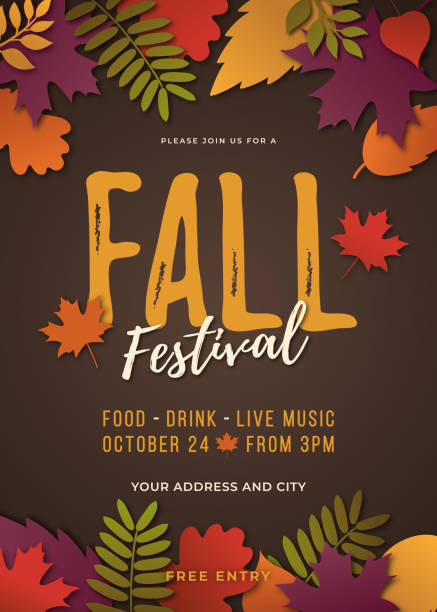 ilustrações de stock, clip art, desenhos animados e ícones de fall festival poster template. - natural food web