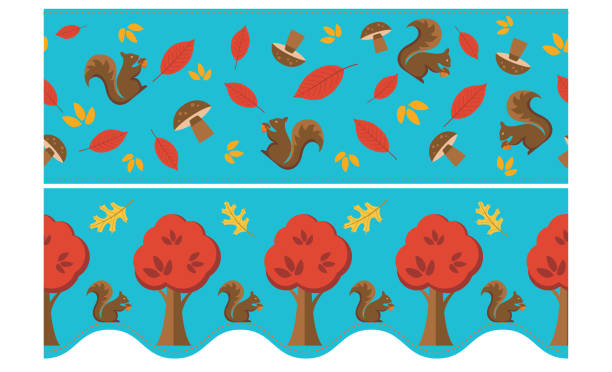 Fall Harvest Teacher's Classroom Decorations: Bulletin Board Borders Fun seasonal Bulletin Board decorations for the classroom. File is created in CMYK and comes with a high resolution jpeg, suitable for printing. Print, cut and tape for bulletin boards. teacher borders stock illustrations