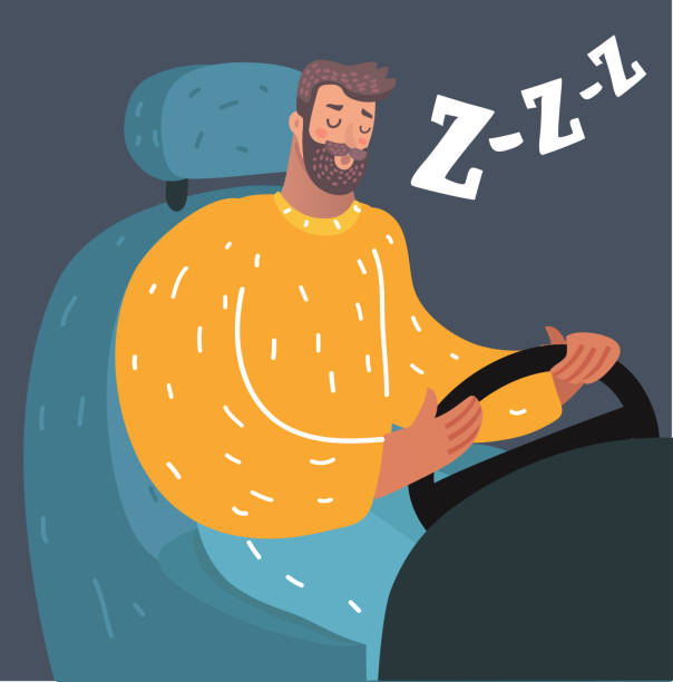 ilustrações de stock, clip art, desenhos animados e ícones de falling asleep man while driving - food wheel infographic