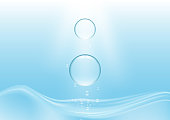 Falling blue water drops on water surface vector illustration