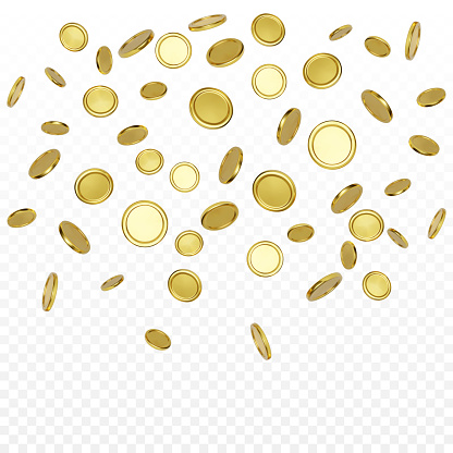 Falling coins background. Vector illustration isolated