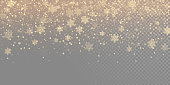 istock Falling snow flake golden pattern background. Gold snowfall overlay texture isolated on transparent white background. Winter Xmas snowflake elementsfor Christmas of New Year holiday design template 877770678