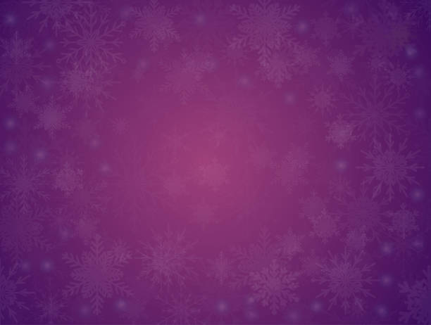 紫色の冬の空で白い雪が降る。 - 一月点のイラスト素材／クリップアート素材／マンガ素材／アイコン素材