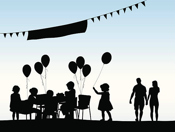 Family Birthday Vector Silhouette A-Digit birthday silhouettes stock illustrations
