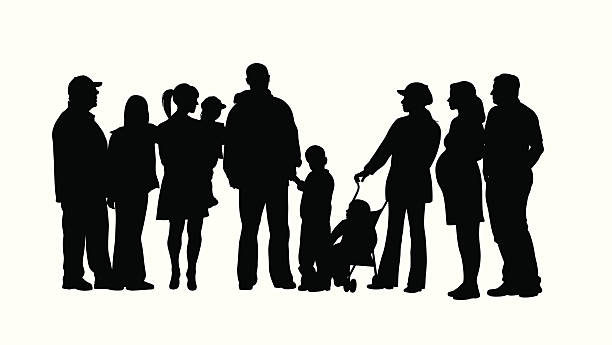 Family Crowd Vector Silhouette A-Digit pregnant silhouettes stock illustrations