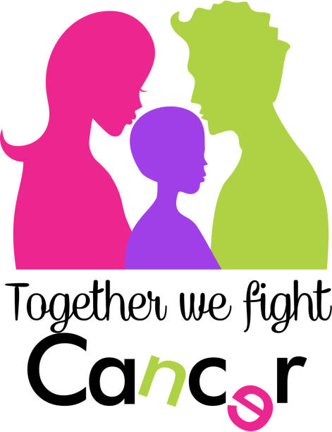 Family fighting cancer together vector art illustration