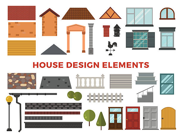 ilustrações de stock, clip art, desenhos animados e ícones de família casa vector design elemets - family modern house window